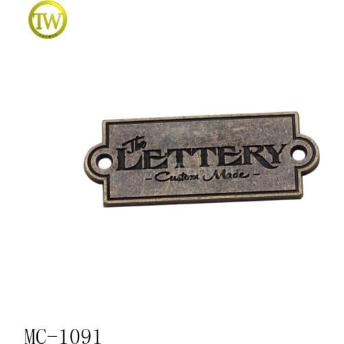 1091 custom antique brass metal logo tag for clothing/bag/funiture