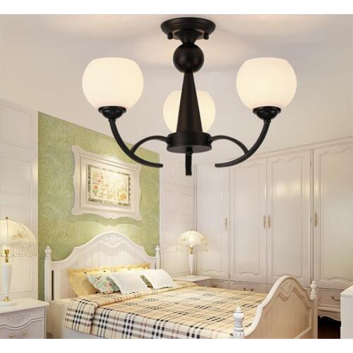 3 Lights Rustic White Glass Ball Hanging Lamp Modern Black Metal Ceiling Light Home Decor For Bedroom Living Room Lighting CL250