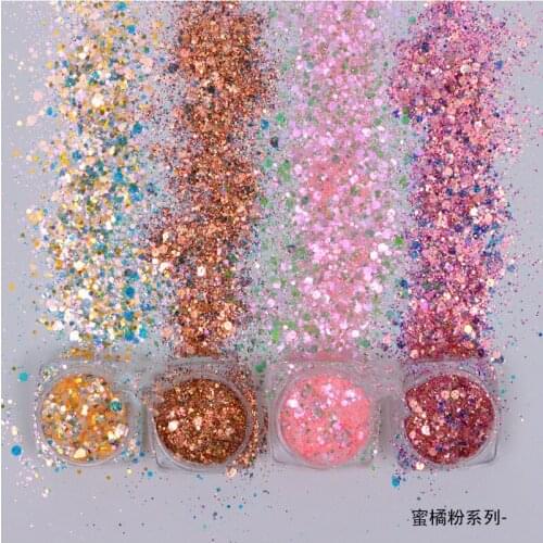 4Pcs /Lot custom mix chunky poly pink glitter, tumbler/ Nail glitter, hot pink glitter, mini chunky bright pink glitter ,tr544