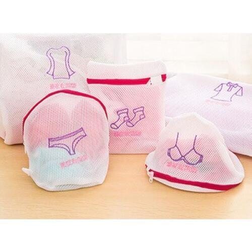 5pcs/Set Double Layer Zippered Mesh Laundry Protector Bag Wash Clothes Bag Underware Shirt Clothes Sock Bra Laundry Washing Bag