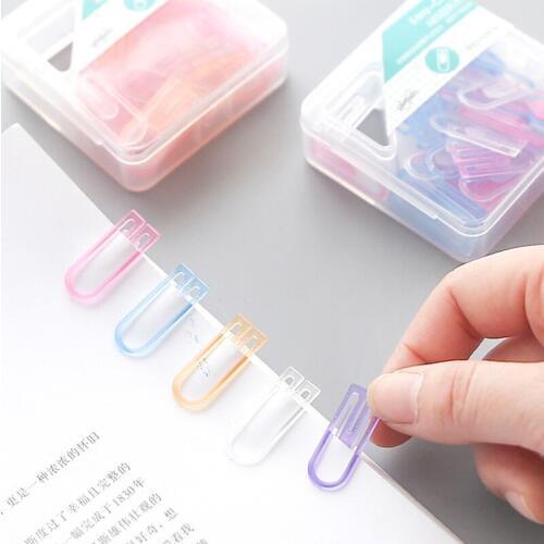 60pcs/lot ABS Colorful Mini Paper Clips Kawaii Stationery Candy Color Clear Binder Clips Photos Tickets Notes Letter Paper Clip