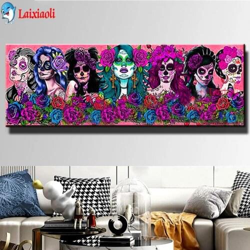 Large Size art diamond painting,Tattoo Women full,square,round diamond embroidery Flower Girls,mosaic diamond diy skull handwork