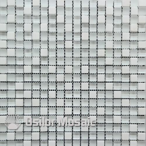 Free shipping white glass and stone mosaic tile for bathroom and kitchen backsplash wall tile