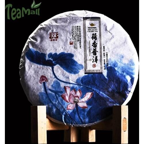 2016 Shuang Tian Ripe Puer Chinese Tea Bulang Mountain Old Tree Tea with Lotus Fragrance Shu Puer Chinese Tea Cake 357g