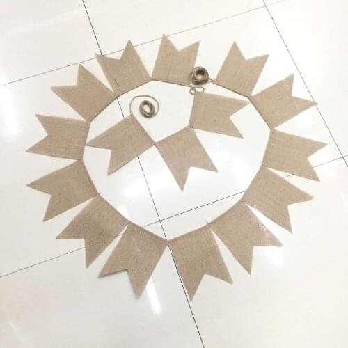 Dovetail 15pcs/set jute burlap flags Birthday Party Linen Heart Pennant Flag Banner Wedding Home Decor event supplies Burlap