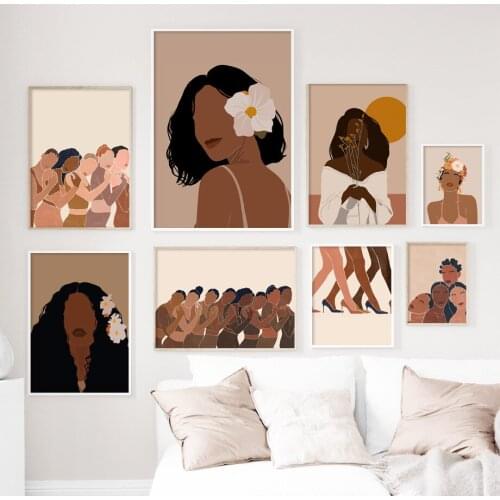 Black Girl African Beautiful Lady Canvas Painting Decorative Picture Wall Art Poster Living Room Bedroom Decoration Home Decor