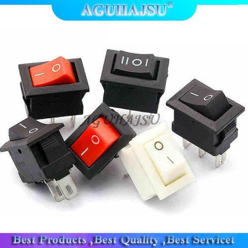 10Pcs Push Button Switch 10x15mm SPST 2Pin 3pin 3A 250V KCD11 Snap-in On Off Boat Rocker Switch 10MM*15MM Black Red White