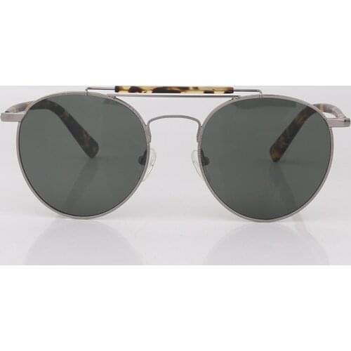 Round metal sunglasse for men double bar tortoise temples fashion round sunglasses women