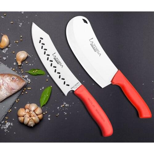 Lazbisa Mutfak Bıçak Seti Şef Bıçağı Eğri Şef 2K Satır Pizza Soğan Pide Börek Satırı Seti 2 Li