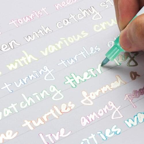Outline Glitter Metallic Markers Permanent Double Line Outline Pen for Stone Painting Paper Glass Plastic Ceramic DIY Album