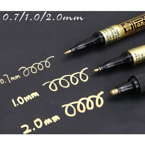 Silver Gold Permanent Metallic Marker Pens 0.7/1.0/2.0mm Student Sketch Graffiti Art Markers Hook Liner Pen Japanese Stationery