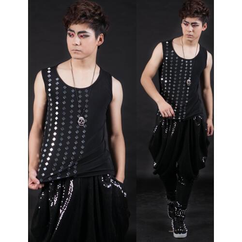2019 Men Mirror Costume Vest For Men Dance Costume Bar Dj Costume Bar DS GoGo Dancer Costume Male Singers Stage Wear BL2116