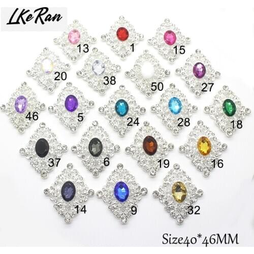 New Fashion 10Pcs 40*46mm Metal Acrylic Crystal Rhinestone Buttons For Craft Embellishment Diy Clothing Decorative Accessories