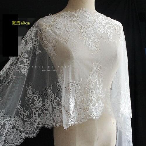 New style black and white eyelashes lace fabric shawl scarf clothing fabric accessories width 40cm mesh handmade