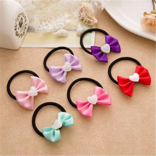New Girls Polka Bow Elastic Hair Rubber Bands Accessories for Kids Tie Hair Ring Rope Line Holder Headdress clips