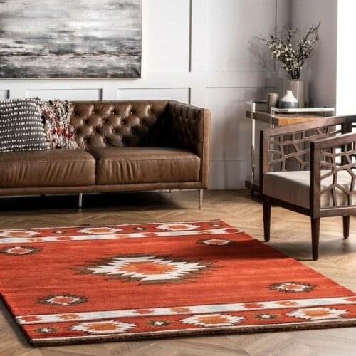 New Living Room Bedroom Carpet Crawling Mat Southwest Orange Wool Handmade Sofa Cushion Safe Home Non-slip Decorative Products