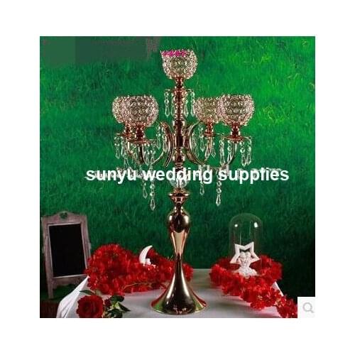 New style Wedding Crystal Candle Holder Centerpieces Crystal Votive Candle Holder 5 arms candelabra senyu0161