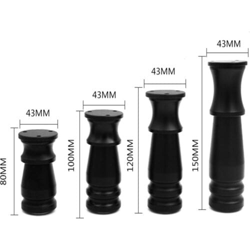 Black Aluminum Adjustable Furniture Legs 8/10/12/15 cm height Cabinets Tables Chairs Sofa Feet with Non-Slip Rubber Base