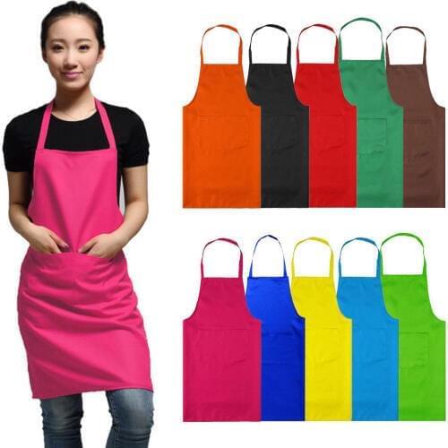 2018 Newest High Quality 8 Colors Plain Apron+Pocket For Chefs Butcher Kitchen Cooking Craft Baking US14