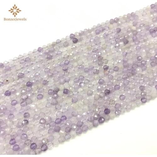 Wholesale Natural High Quality 2/3/4mm Gem Stone Light Faceted Amethysts Loose Spacer Beads For Jewelry Making DIY Bracelet 15