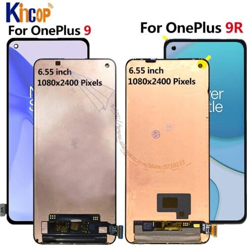6.55'' Orignal For OnePlus 9 LCD LE2113, LE2111, LE2110 Screen Display+Touch Panel Digitizer For OnePlus 9 R 1+9R LE2101 Display