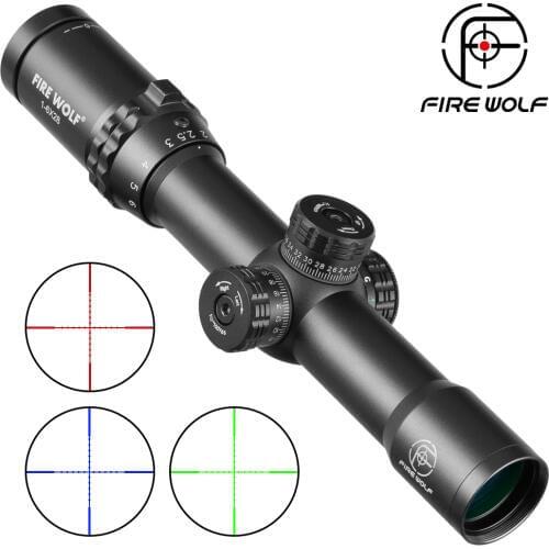 Fire Wolf HD 1-6X28 Riflescope RGB Cross Reticle Rifle Sight Scope Sniper Hunting Scopes Tactical Rifle Scope Airsoft Air Guns