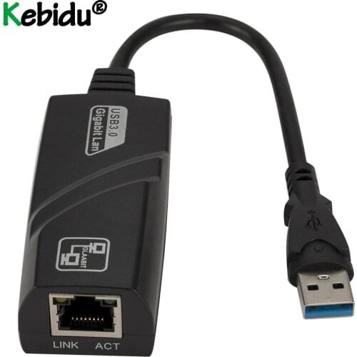 Wired USB 3.0 To Gigabit Ethernet RJ45 LAN (10/100/1000) Mbps Network Adapter Ethernet Network Card Black For PC
