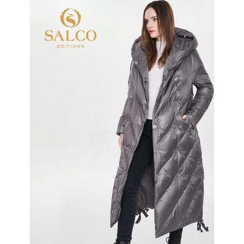 SALCO In 2020, the latest two-sided wear long 90% down jacket, winter warm jacket