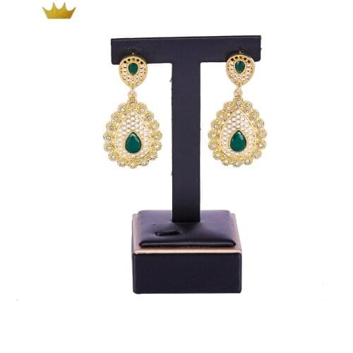 2020 AUG Gold color earringcolor stone fashion jewelry alloy earring