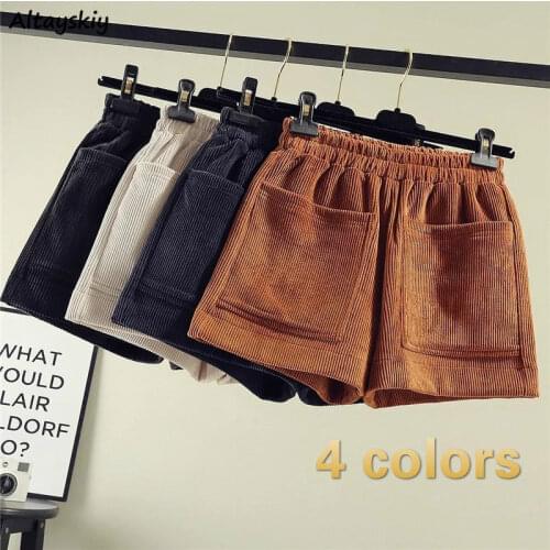 Shorts Women Pocket Elastic Waist Pure Color Spring Fashionable Female Ulzzang Oversize 3XL Ins Students High Street Design Cozy