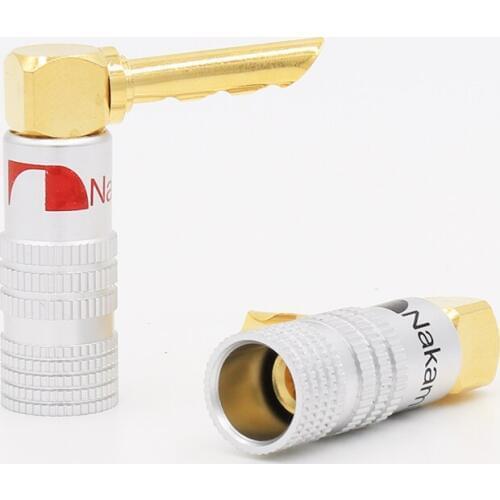 12pieces Nakamichi 24K Gold Plated Right Angled Nakamichi BFA banana plug for cables up to 6 mm2 screw Locking bannana plug