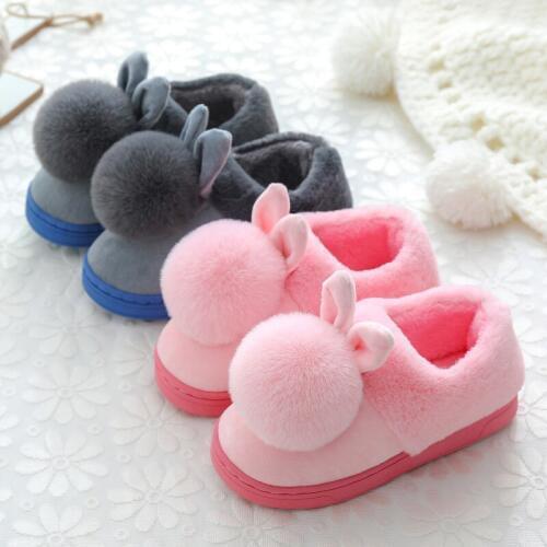 Skoex Winter Children Casual Cotton Shoes Boy Girl Fashion Cartoon Plus Warm Flat Shoe Light Comfortable Home Kid Cotton Slipper