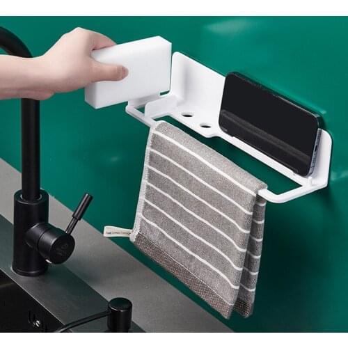 Rag Storage Rack Sink Drain Shelf Home Dishcloth Sponge Drain Rack Multifunction Wall Hanging Holder Kitchen Bathroom Supplies