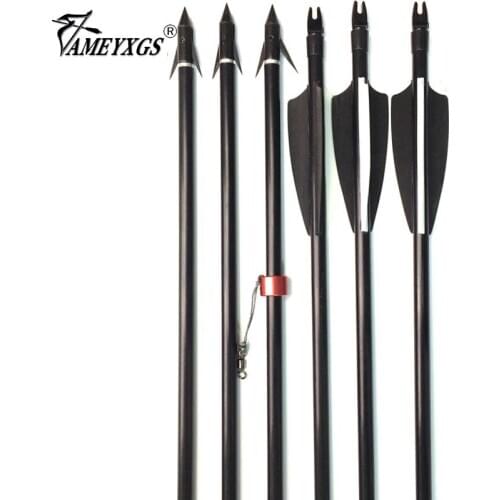 3 Pcs 80cm Fishing Arrows Bowfishing Fiberglass Arrow Spine 500 Hunting Fishing Arrow Tips Head Point Safety Slide Shooting Fish
