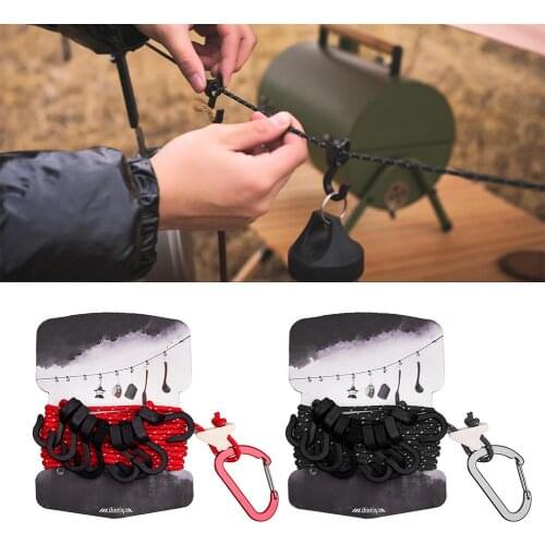 Multi-purpose Outdoor Camping Tent Lanyard Adjustable Rope Strap Hanging Clothesline 8 Hook Up For Camping Accessories