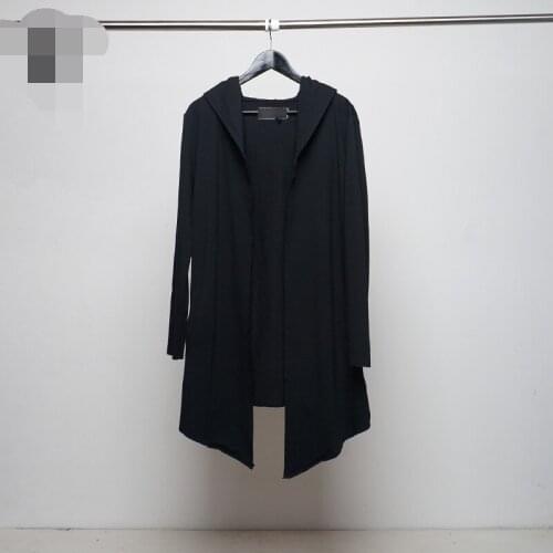 Mens Windbreaker Autumn Winter New Style Hoodie Lapel Pure Color Long Cardigan Design Youth Fashion Trend Large Size Coat