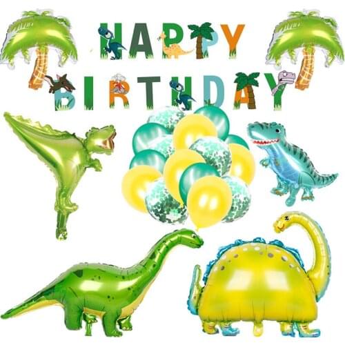 22 set mini dinosaur aluminum foil balloon boy animal balloon children dinosaur birthday party Jurassic decoration balloon