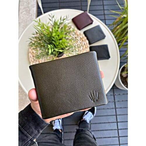 INSIDE ZIPPER GREEN GENUINE LEATHER WALLET