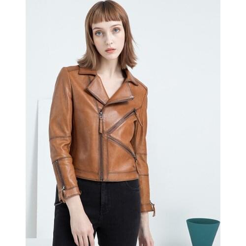 2021 New Spring Womens Pu Leather Jacket Women Zipper Belt Short Coat Female Motorcycle Black White Faux Rivet Loose Outwear