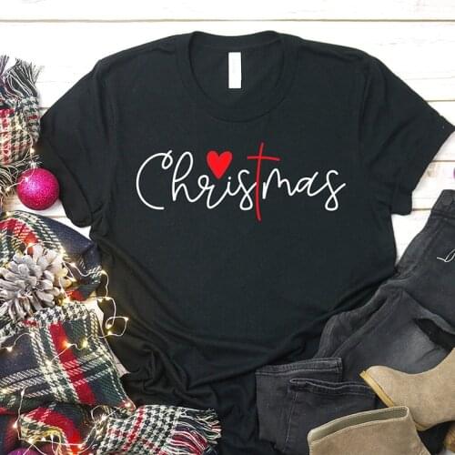 Love Heart Christmas T-shirt 100% Cotton Short Sleeve Women Shirts 90s Gril Harajuku T Shirt Ulzzang Fashion Tops Dropshipping