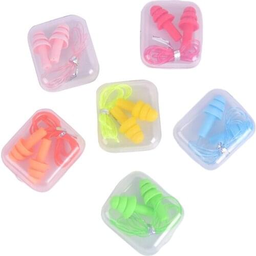 1Pair Comfort Earplugs Noise Reduction Silicone Soft Ear Plugs Rope Earplugs Protective For Swimming /Sleep