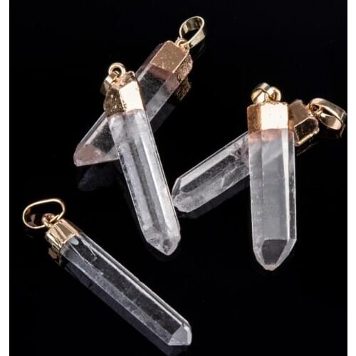 1pcs Natural Crystal Column Pendant Natural Quartz Stones Crystal Pillars Necklace Pendant