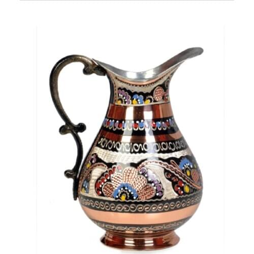 100% Pure Solid Hammered Copper Jug, Thick Heavy Gauge Water Vessel Ayurveda Pitcher Jug, 70 fl. Oz (Intensiv