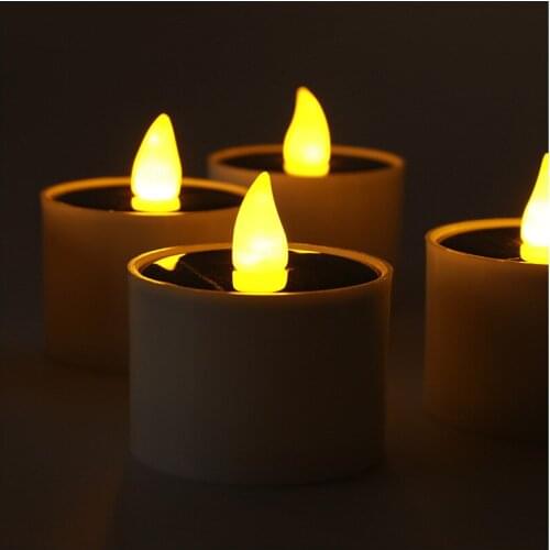 12Pcs Solar Candle Light Smokeless Simulation Electronic Candle Light Outdoor Solar Tea Wax Light for Christmas Halloween Decor