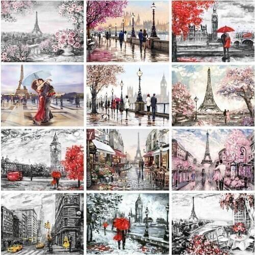 14/16/18/22/25/28CT Embroidery Cross Stitch Street Landscape 11CT CROSS STITCH Printing