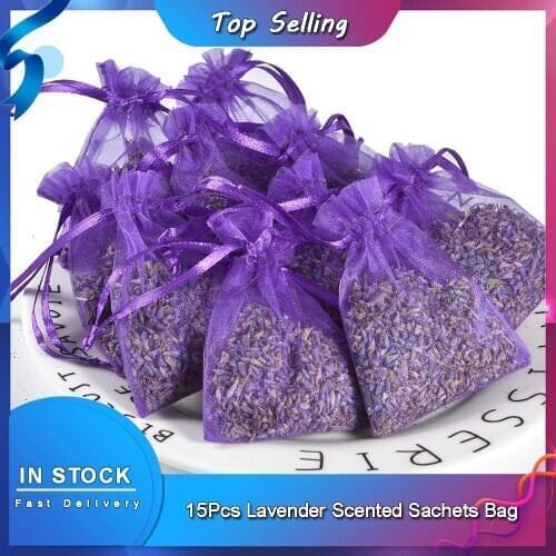 15Pcs Lavender Scented Sachets Bag For Closets Drawers Durable Multi-purpose Filled With Naturally Dried Lavender Flower Buds
