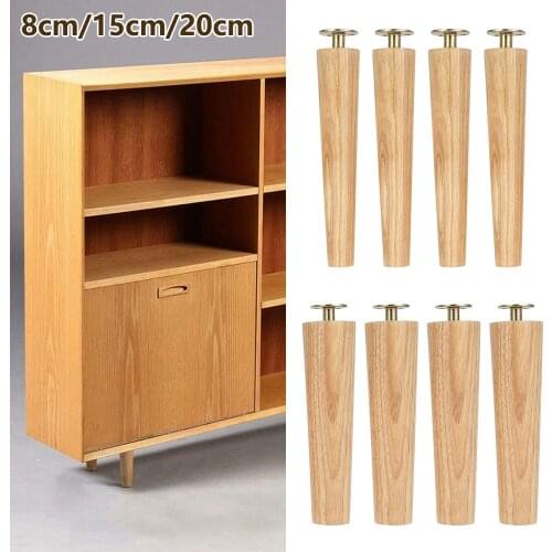 4pcs Height 8/15/20cm Sofa Furniture Legs Chair Replacement Feet Sloping Feet Sofa Bed Cabinet Table Rubber Wood Furniture Legs