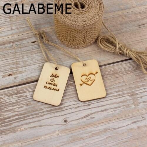 5pcs Personalized engraved logo Wood tag with rope Custom wooden tags Rustic Wedding decoration Wedding Souvenirs gift tag