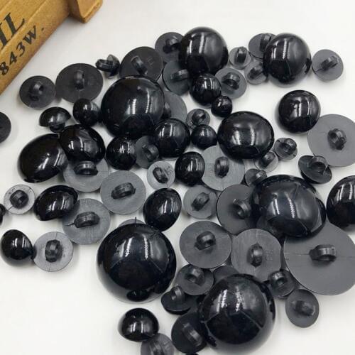 50pcs Mix Black Buttons Plastic For Scrapbooking Half-Pearl Shank Buttons Animal Eyes For Toys DIY Hand Clothing Sewing PT260