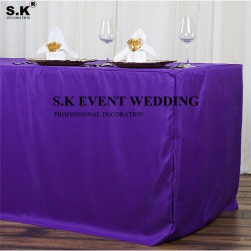 6ft 8ft Long Thick Polyester Table Cover Fitted Table Cloth For Banquet Wedding Decoration